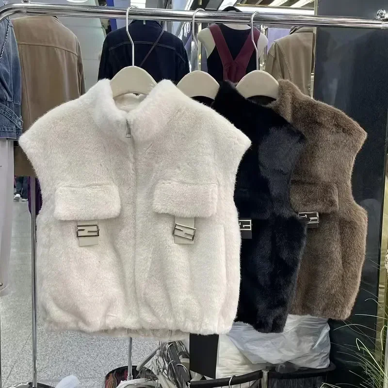 Faux Pelz Weste Mantel Damen Lose Warme Pelz Weste Jacken Casual Westen 2025, Frauen Verdicken Winter Ärmellos