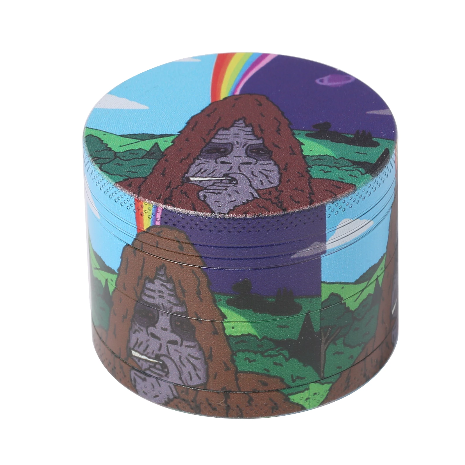 1.6inch/2inch/2.5inch Zinc Alloy Herb Grinder with Gorilla Pattern 4 Layer Manual Tobacco Spice Crusher, Smoking Accessories