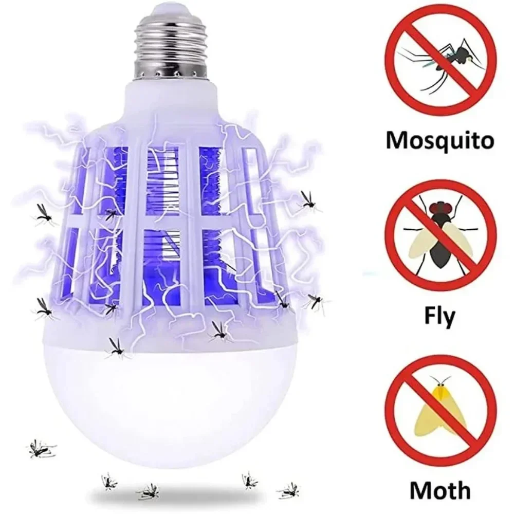 Newly Style Bug Mosquito Zapper Light Bulb 2 in 1 Electronic Insect Killer,Mosquito Fly Killer UV Lamp Bug Trap for E27