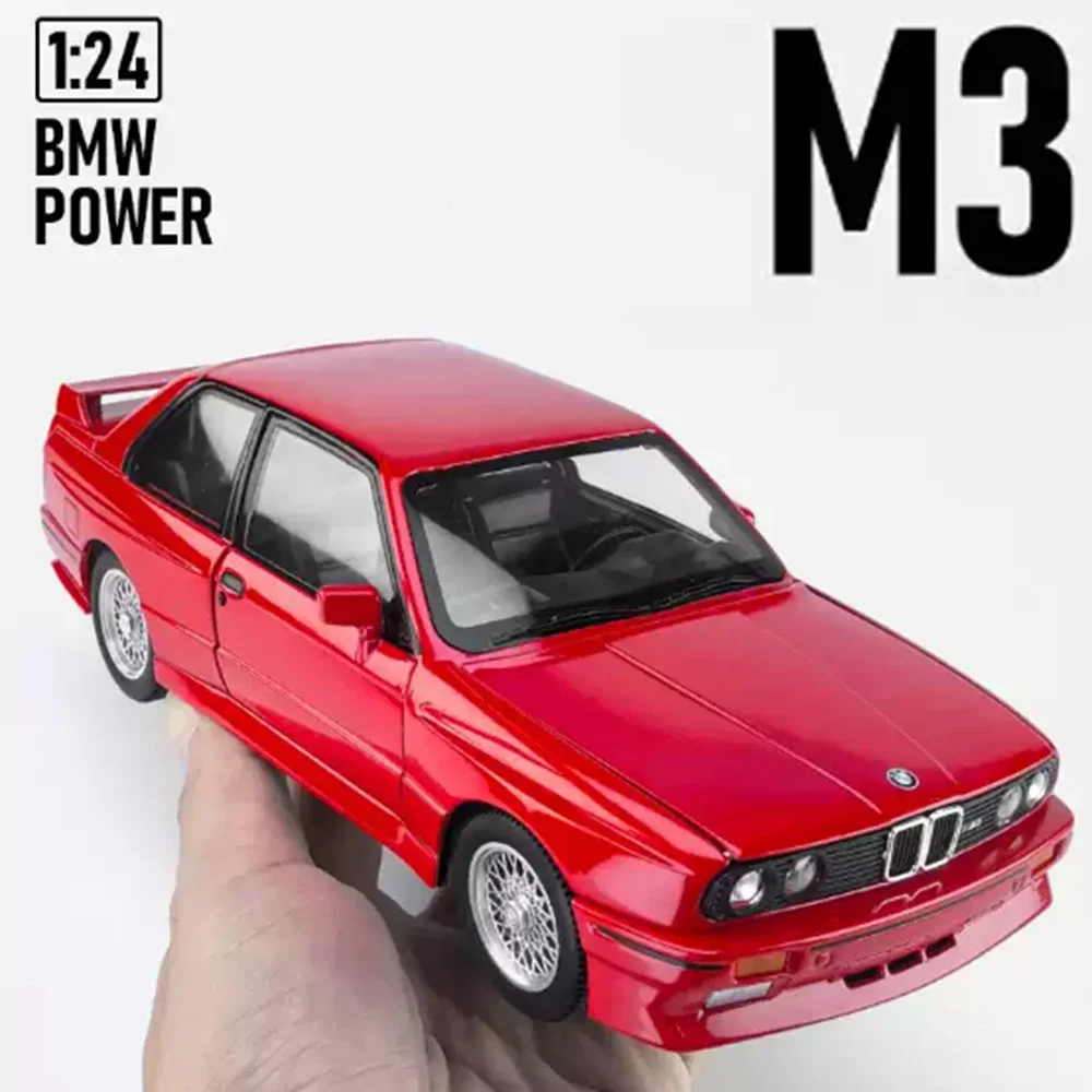 1:24 M3 THE7 合金車 おもちゃ モデル ダイキャストメタル 車両 ドア開閉 サウンド ライト プルバック モデル おもちゃ 男の子 クリスマスプレゼント