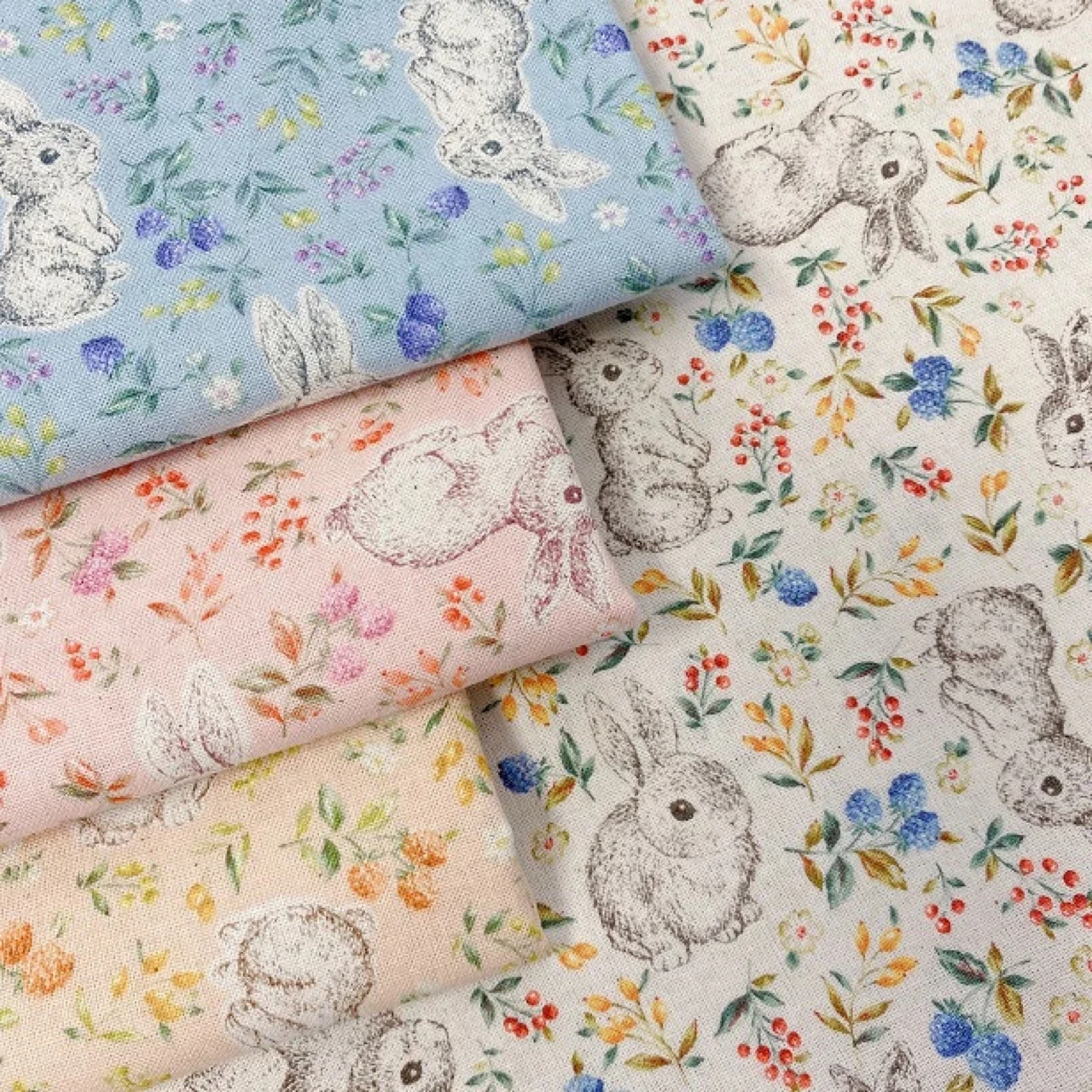 

Cute Rabbit Print Handmade Clothes DIY Patchwork Baby Clothes Pure Cotton Japanese Origin Home Fabric Sponge Pad Fabric