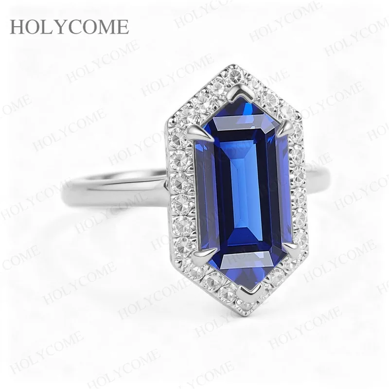 

925 Sterling Silver Moissanite Lab Ruby Sapphre Custom Rings 5x10mm 2.5CT Wedding Bands Engagement Jewelry Gifts For Women