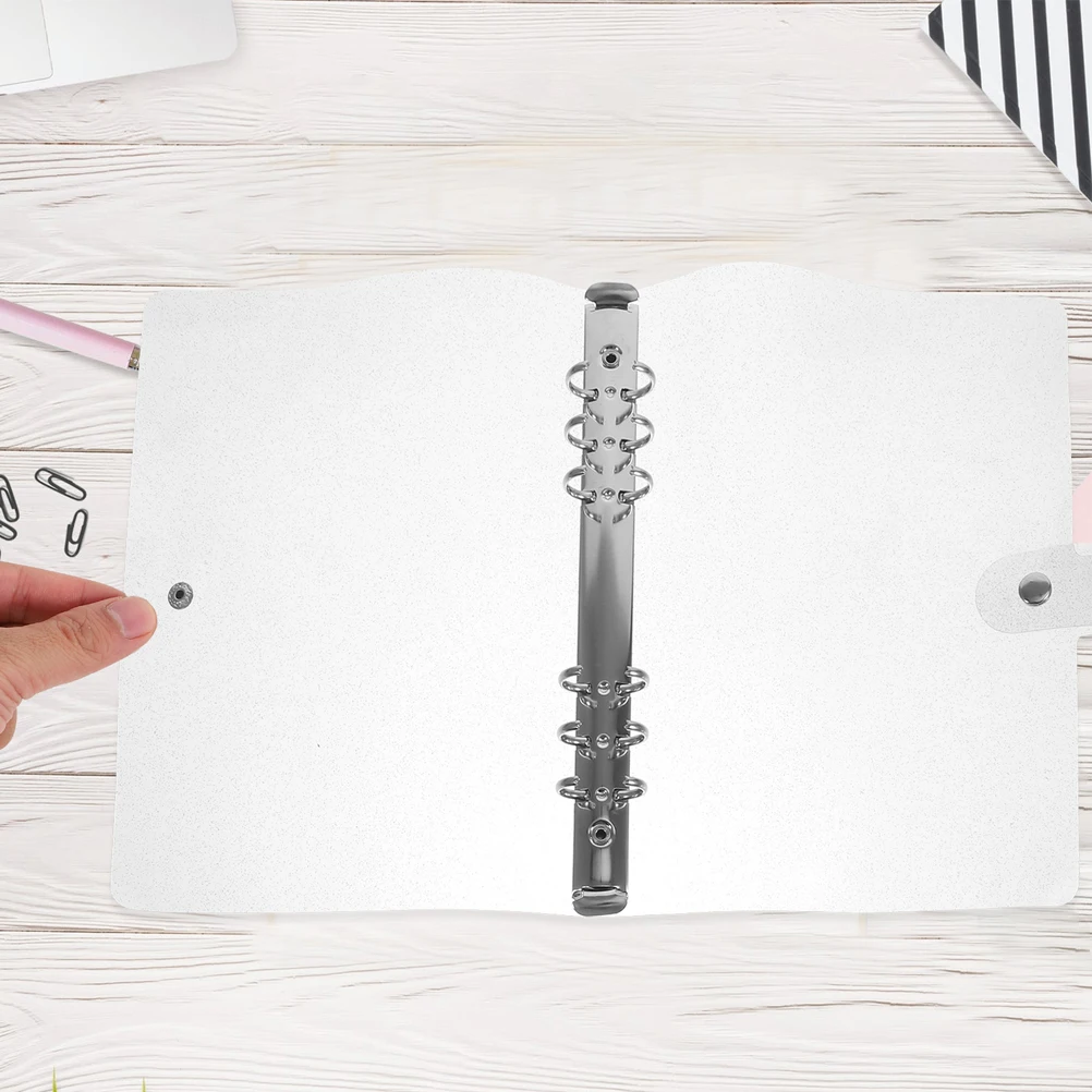 

2Pcs Loose-Leaf Notebook Cover PVC Shell High Durability Six Ring Binder for Home Office Planner Protector Clear Binder