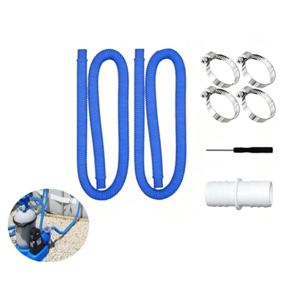 2Pcs 1.5m Flexible Pool Hose 32mm PE Water Pipe For 300 330 530 1000 Gallon Pump Filter Swimming Pool Cleaning Accessories