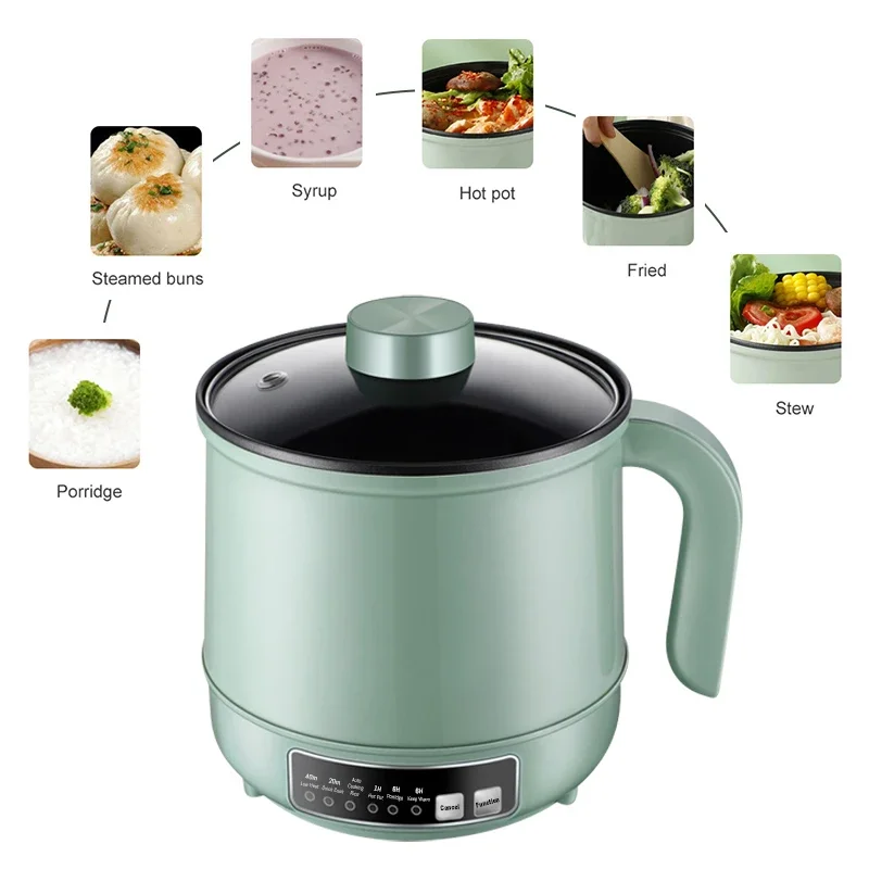 220V Mini Multifunction Electric Cooking Machine 1.7L Hot Pot Rice Cooker Non-stick