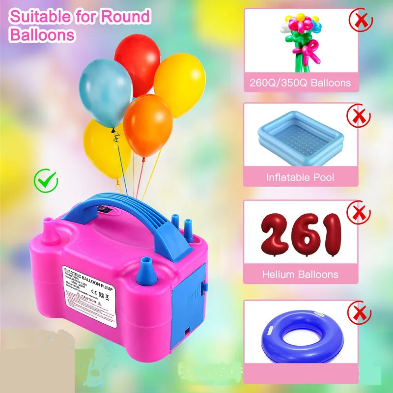 AC 220V 600W High Power Auto Electric Nozzle Air Blower Balloon Inflator Pump EU European Plug Fast Portable Inflatable Balloon