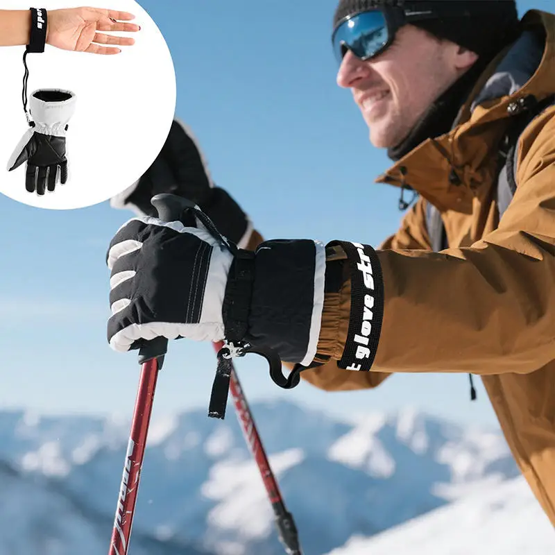 

2pcs Skiing Glove Safety Straps With Keychains Durable Elastic Glove Leash For Skiing And Snowboarding Practical Sport Accessory