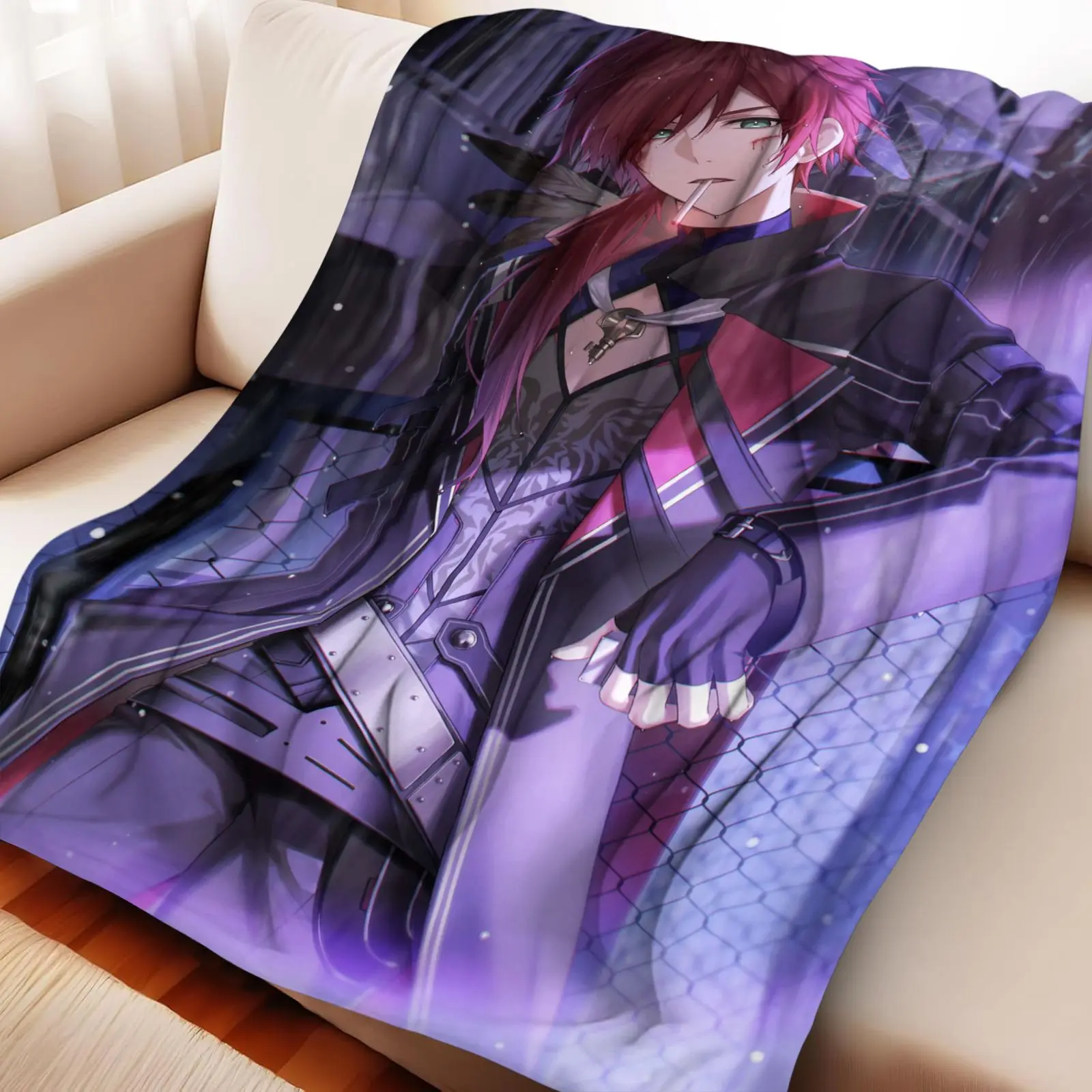 Cartoon Vtuber Lauren Iroas Universal Flannel Blanket Anime Printed Soft Blankets Multifunctional Blankets Decor Home
