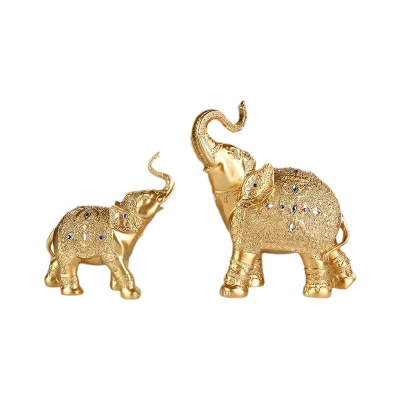 Thailand Elephant Gold and Silver Taipingji Elephant Resin Crafts Ornament Home Entrance TV Cabinet Animal Ornament Decoration