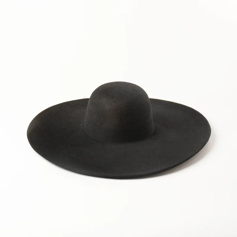 

Autumn Winter New Fashion Large Brim Wool Felt Hat Catwalk Concave Shape Bare Felt Wide Brim Hat