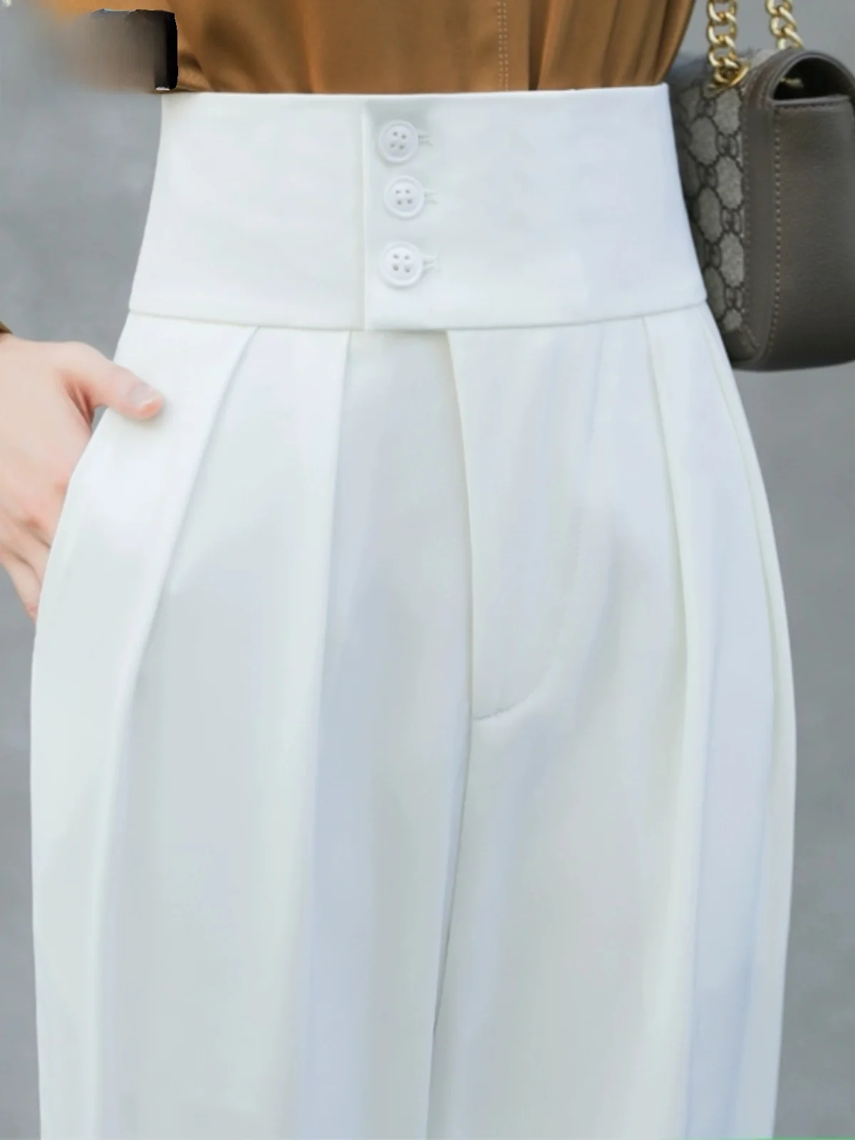 

Повседневные женские брюки с высокой талией, прямые, свободного кроя, весна-осень, новые, в стиле Harlan, профессиональные костюмные брюки