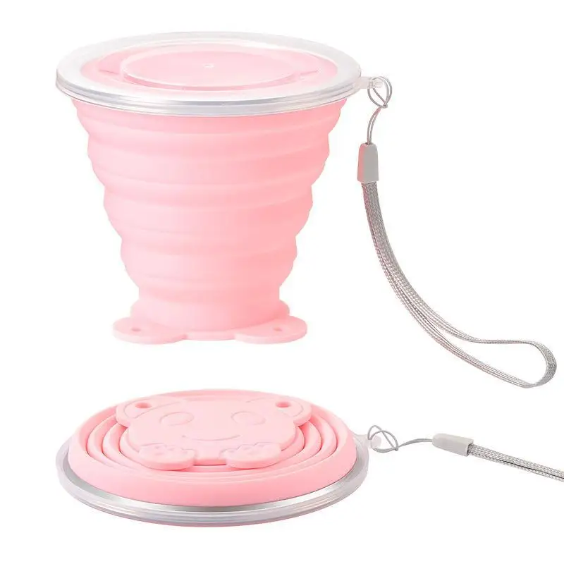 180ML Portable Foldable Silicone Water Mug Heat Resistant Folding Water Cup with Lid for Outdoor Adventure Travel