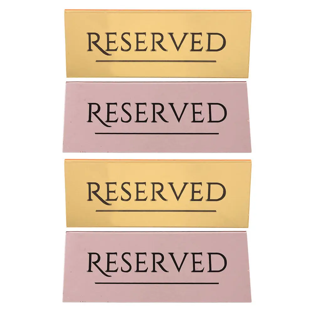 4Pcs Acrylic V-Shaped Reserved Seating Signs Sleek Double-Sided Tabletop Display for Hotel Reception Event Wedding Restaurant