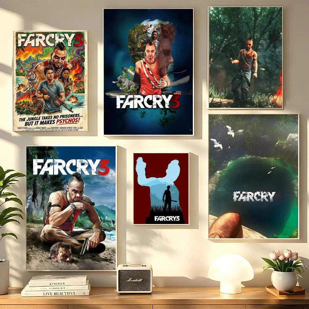 Póster de caligrafía con diseño de Far Cry 3, arte adecuado para sala de estar, dormitorio, bar, salón, hogar