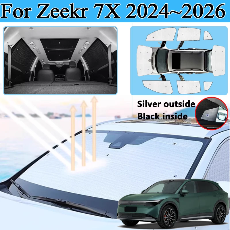 

For Zeekr 7X CX1E 2024 2025 2026 Full Coverage Sunshade Car Window Shading Sun Protector Auto Privacy Blocks Anti-UV Accessories