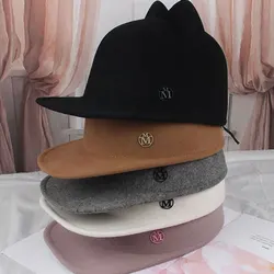 2024Winter TOMKHU Unisex Fashion Ear Wool Felt Knight Caps For Women Beret Hats