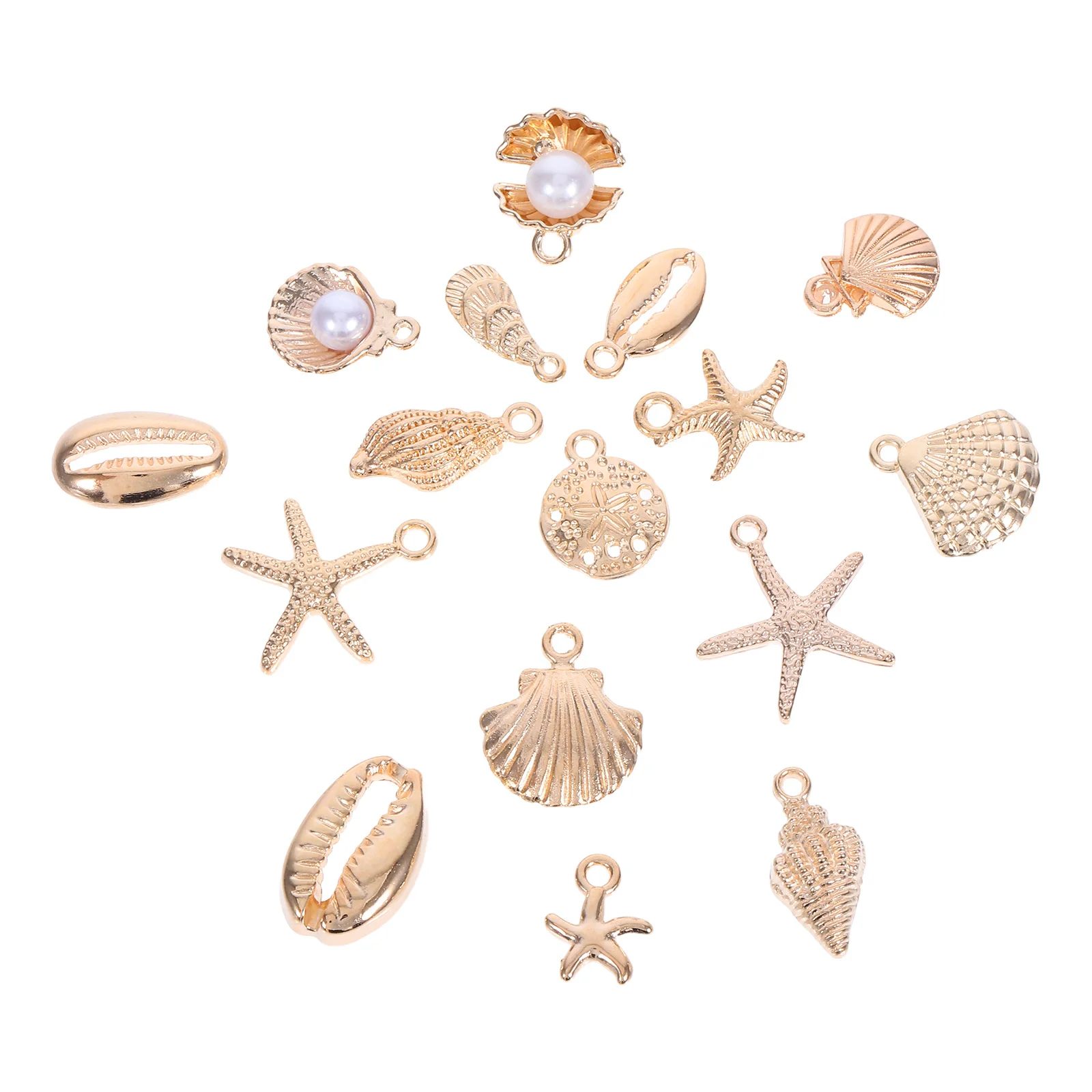 

16Pcs Alloy Ocean Charms Seashell Star Pendants DIY Jewelry Making Beach Necklace Vacation Accessories Beach Necklace