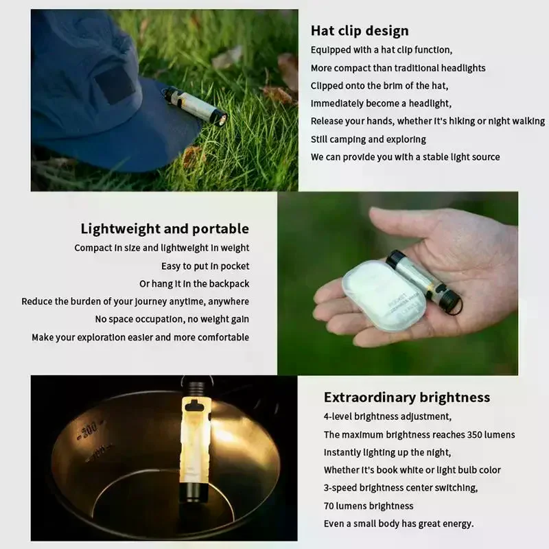Pocket Mini Flashlight Outdoor Key Clip Cap Ambient Led Long Endurance Disaster Relief Emergency Small Light