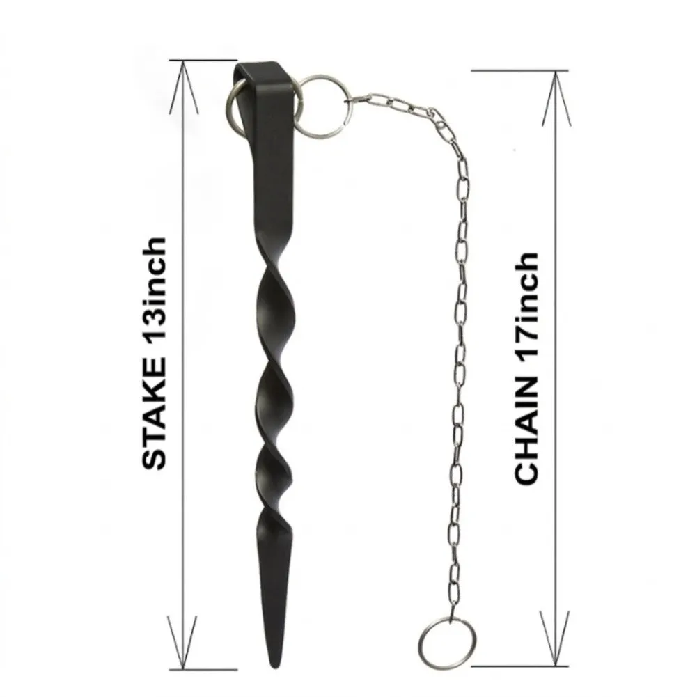 13in Ground Anchor Stake for Rain For Chains Iron Material Matte Black Finish Prevents Swaying in Windy Conditions