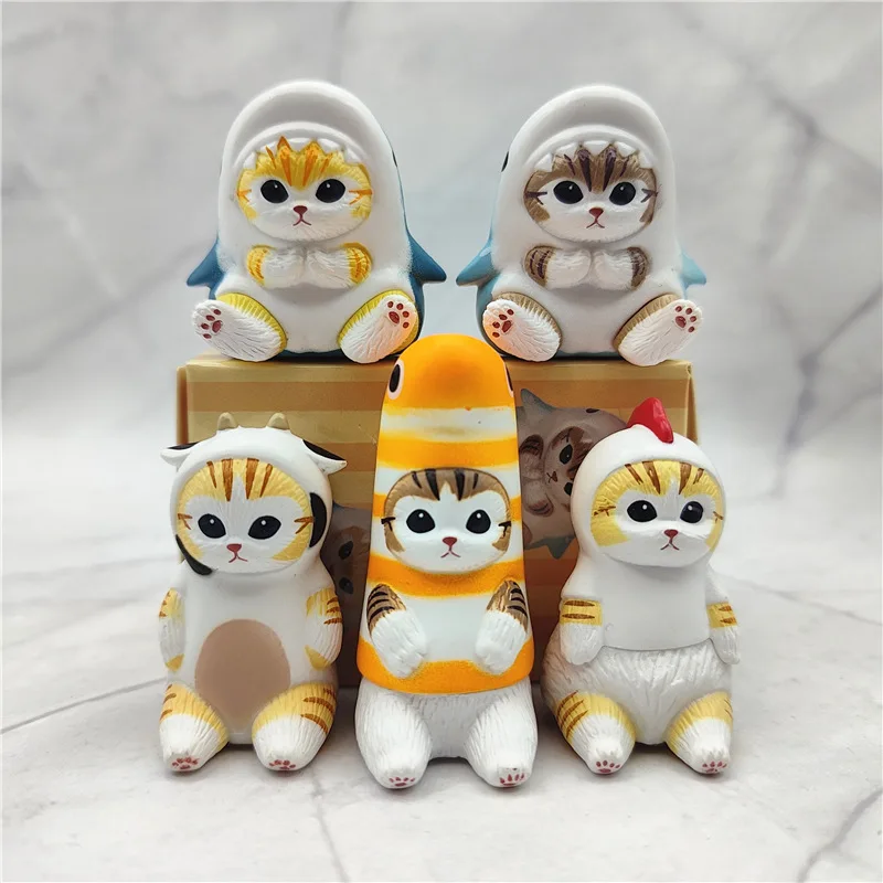 

Mofusand anime figure Cute Cats PVC Action Figure Set for Animal Lovers Shark Cat Cake Car Decoration anime figure