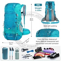 Hiking Backpack Camping Bag Mountain Climbing with Waterproof Rain Cover Daypack for Men Women Outdoor Travel Rucksack Fishing