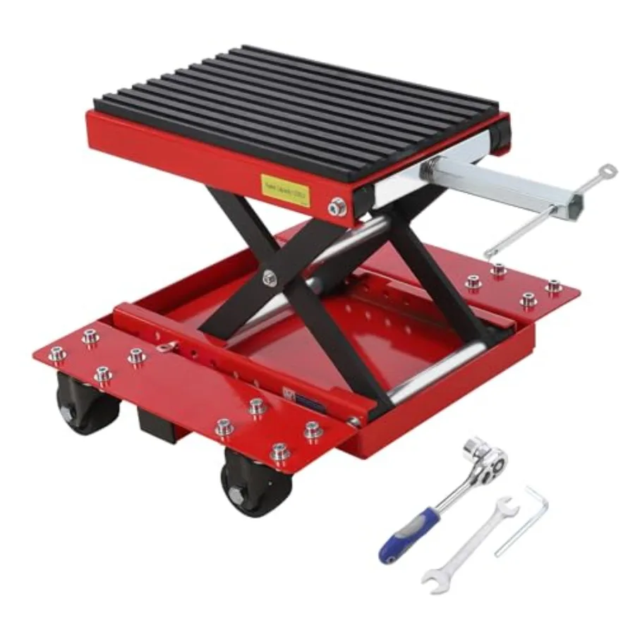 

Домкрат для подъема мотоцикла 1200 фунтов с колесами для простого обслуживания и ремонта грязевых велосипедов, квадроциклов, уличных велосипедов и мотоциклов Cruiser