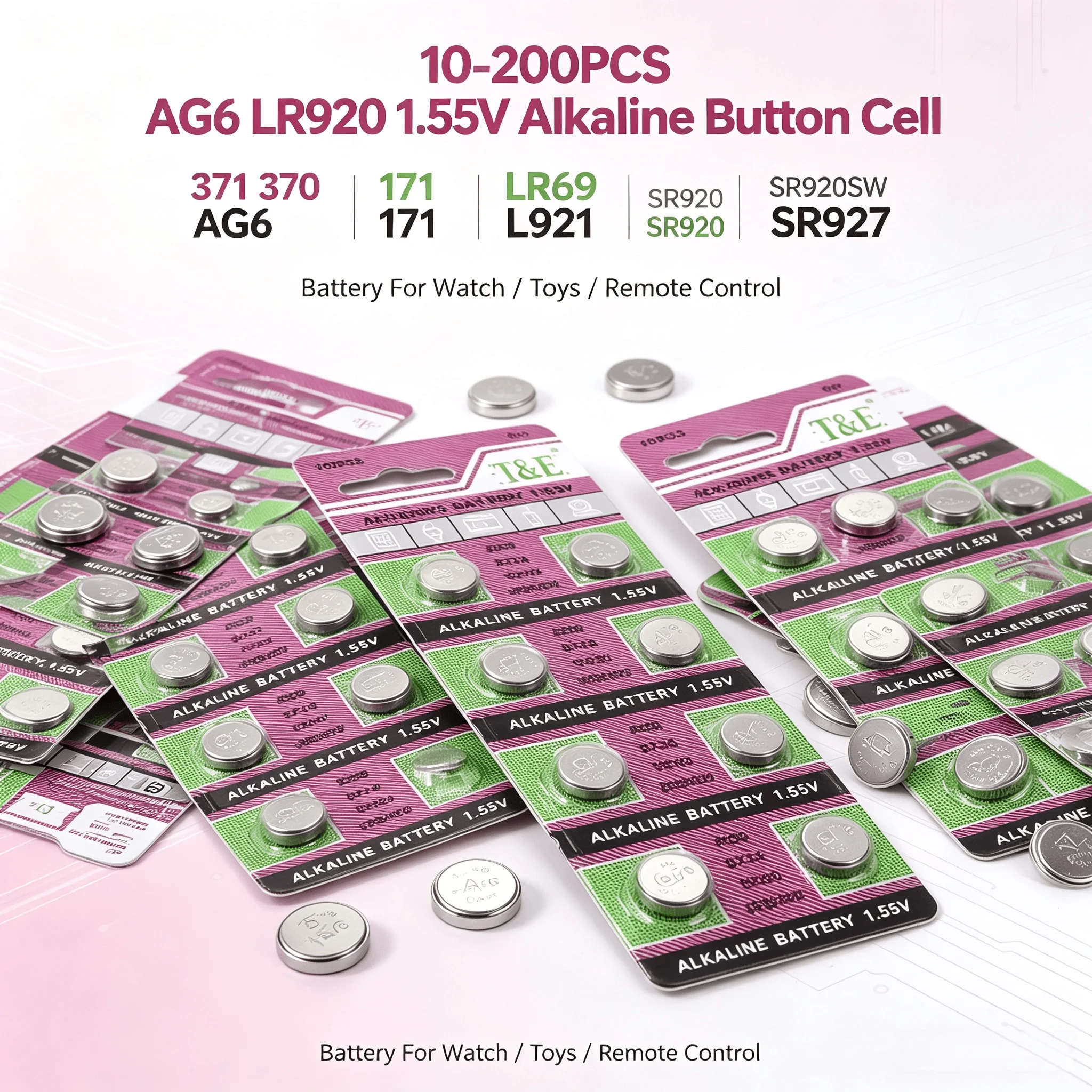 10-200PCS AG6 LR920 1.55V Alkaline Button Cell 371 370 171 LR69 L921 SR920 SR920SW SR927 Battery For Watch Toys Remote Control