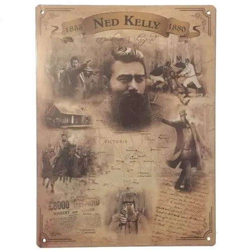 Ned Australian Bushranger Legend Wall Plaque Metal Tin Sign 35cm x 26cm --Tin Sign