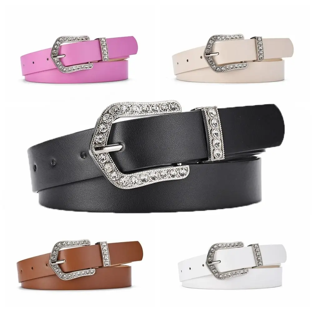 Mode Kristal Pu Lederen Riem Breed Zirkoon Strass Tailleband Broekdecor All-Match Y 2K Jeans Decoratie Outdoor