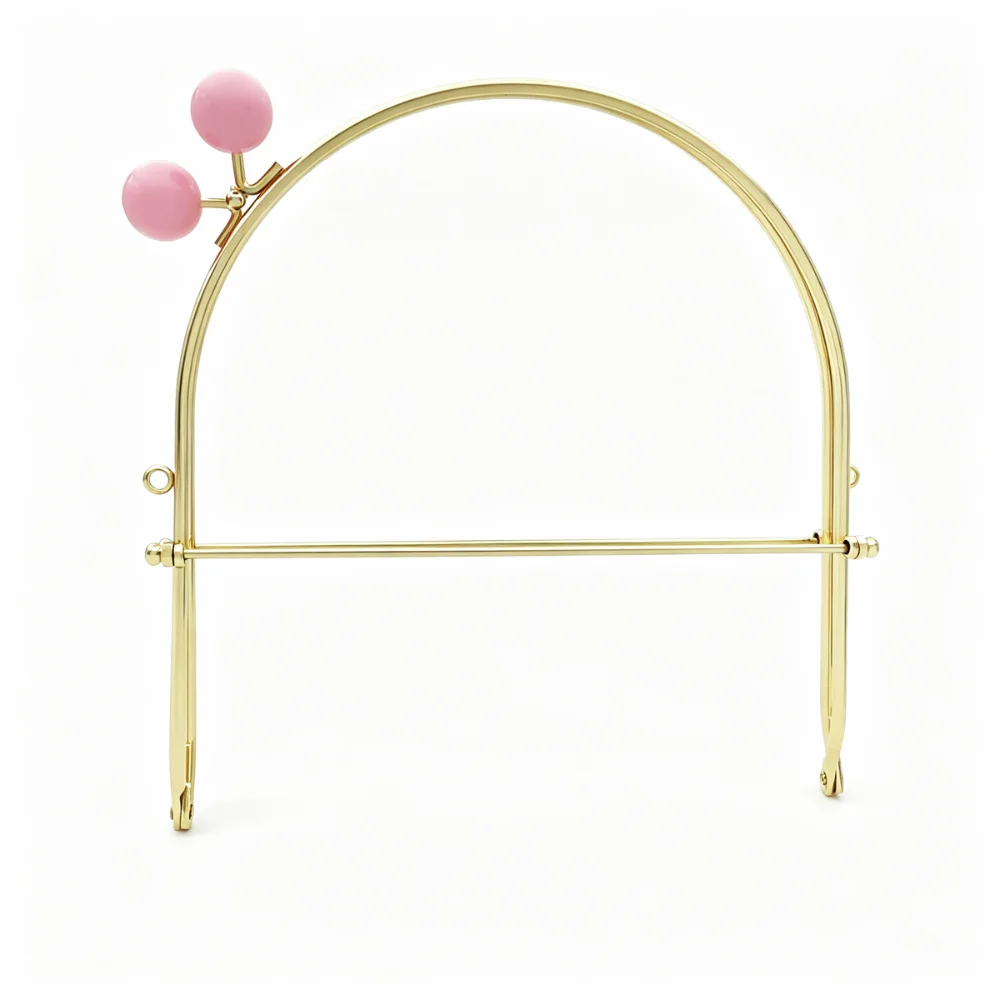 DIY Gold Plated Metal Bag Metal Handle Colorful Bead Head U-Shaped Frame Purse Hand Frame Handbag Hardware Handmade Purse