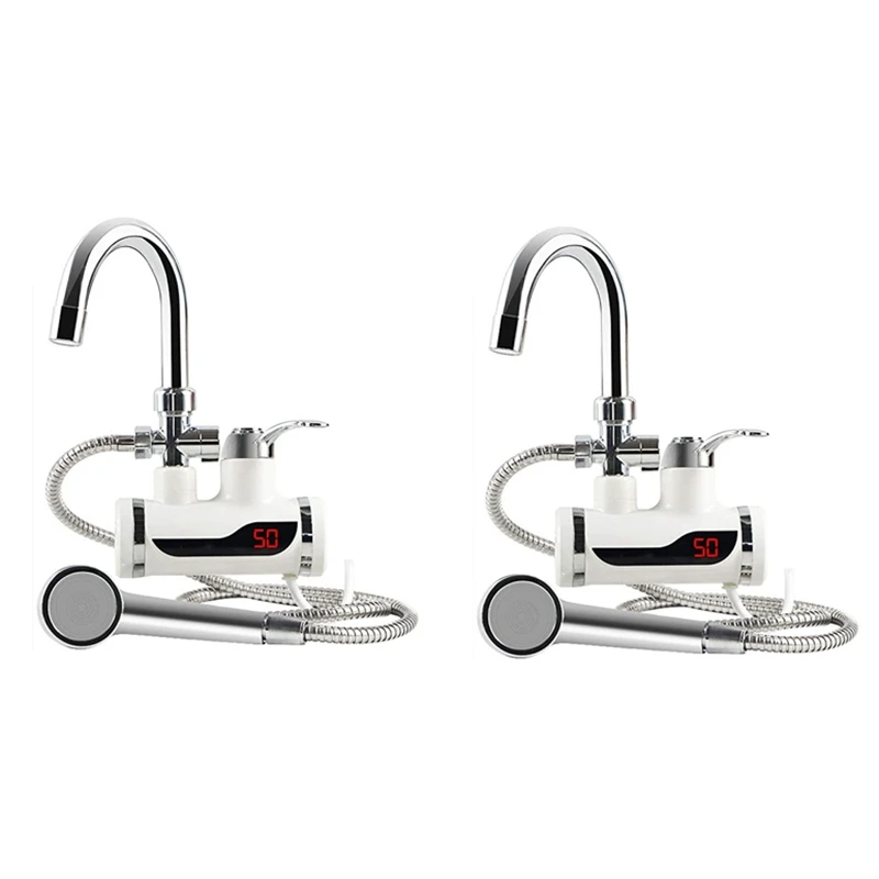 سخان كهربائي فوري للمياه الساخنة مع شاشة ليد لعرض درجة الحرارة ، صنبور بدون خزان ، تسخين سريع ، قابس أوروبي ، سهل التركيب ، سهل الاستخدام