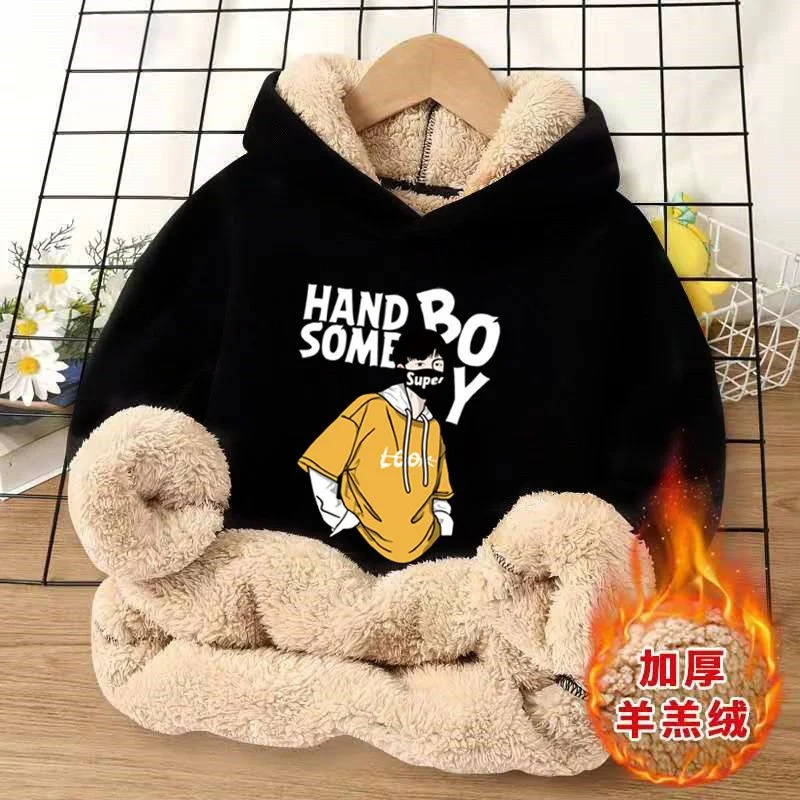 Boys Hoodies Sweatshirts Cotton Tops Outwear 2024 Fuzzy Spring Autumn Kids Christmas Gift Formal Outfits Children's Clothing