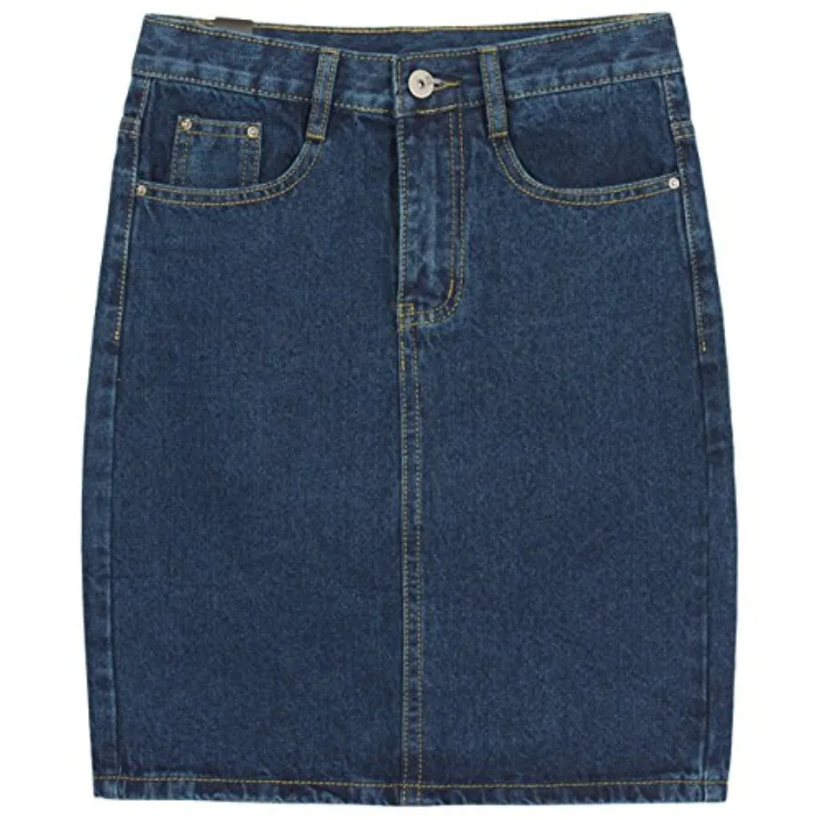 

chouyatou Women's Basic Five-Pocket Rugged Wear Denim Pencil Skirt with Slit