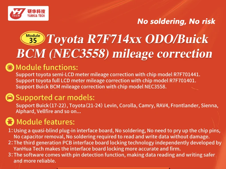 Yanhua Mini ACDP Module 35 for Toyota R7F71401/ R7F71441 ODO meter and Buick BCM (NEC3558) Mileage KM correction