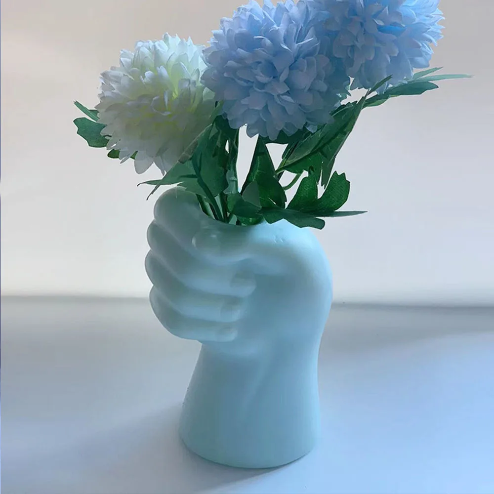 Flower Vase Plastic Flowerpot Vase Dry Flower Bottle Modern Creative Simple Hand Shape Vase Flower Arrangement Home Decorations