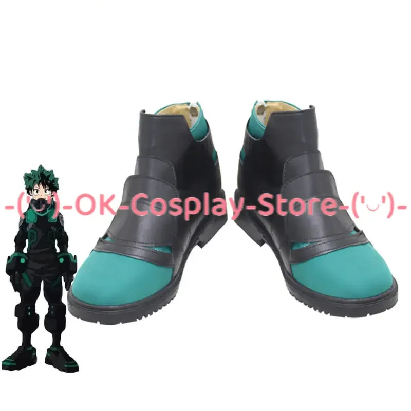 Midoriya Izuku Cosplay Shoes Anime Deku Cosplay Prop PU Leather Shoes Halloween Carnival Boots Custom Made