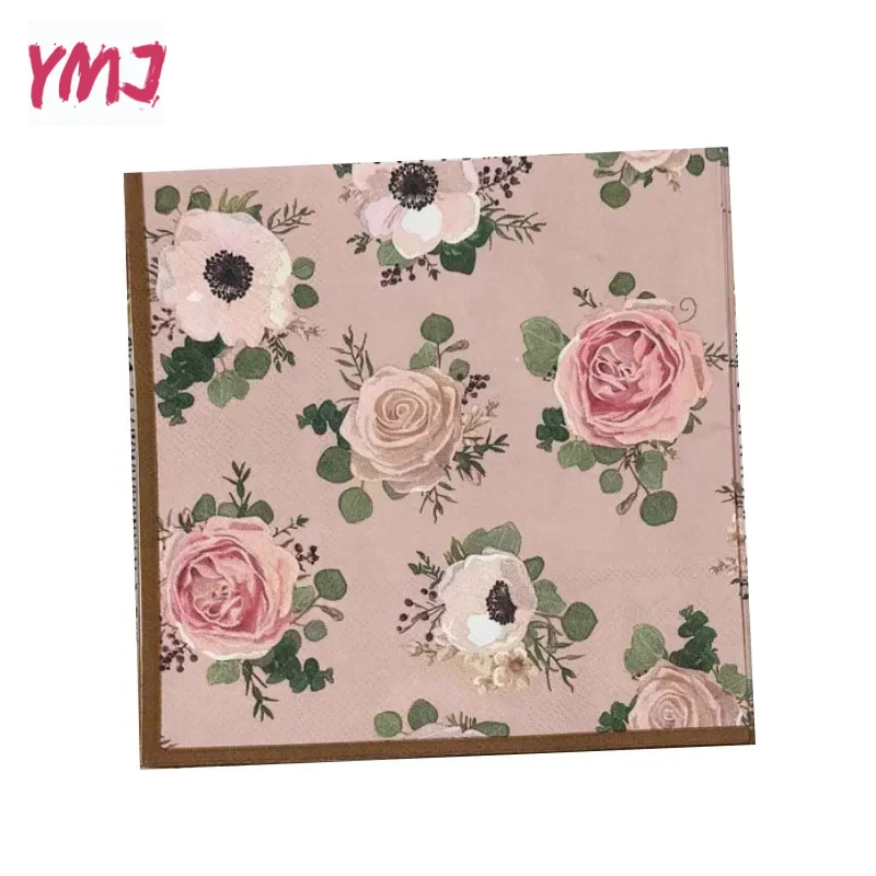 Colorful Printed Napkins Floral Model Folded Wood Pulp Paper Cafe Restaurant Decorative Placemats 3-Ply 10/20pcs 33*33cm