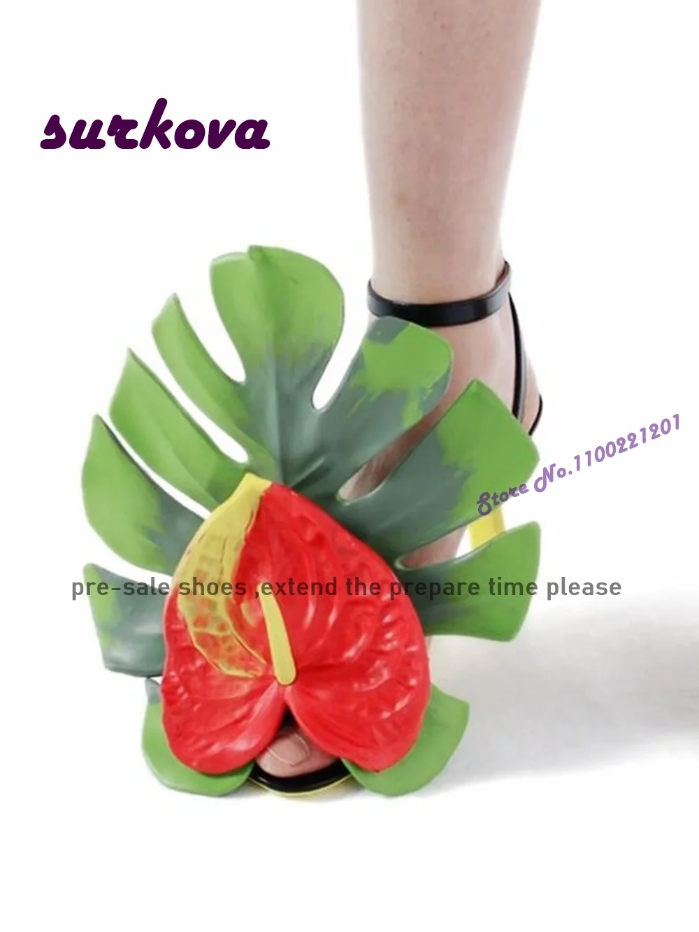 Tvarované pata cestička sandály anthurium velký listech dekorace patchwork dámská sandály 2023 nový spona slingback luxusní boty