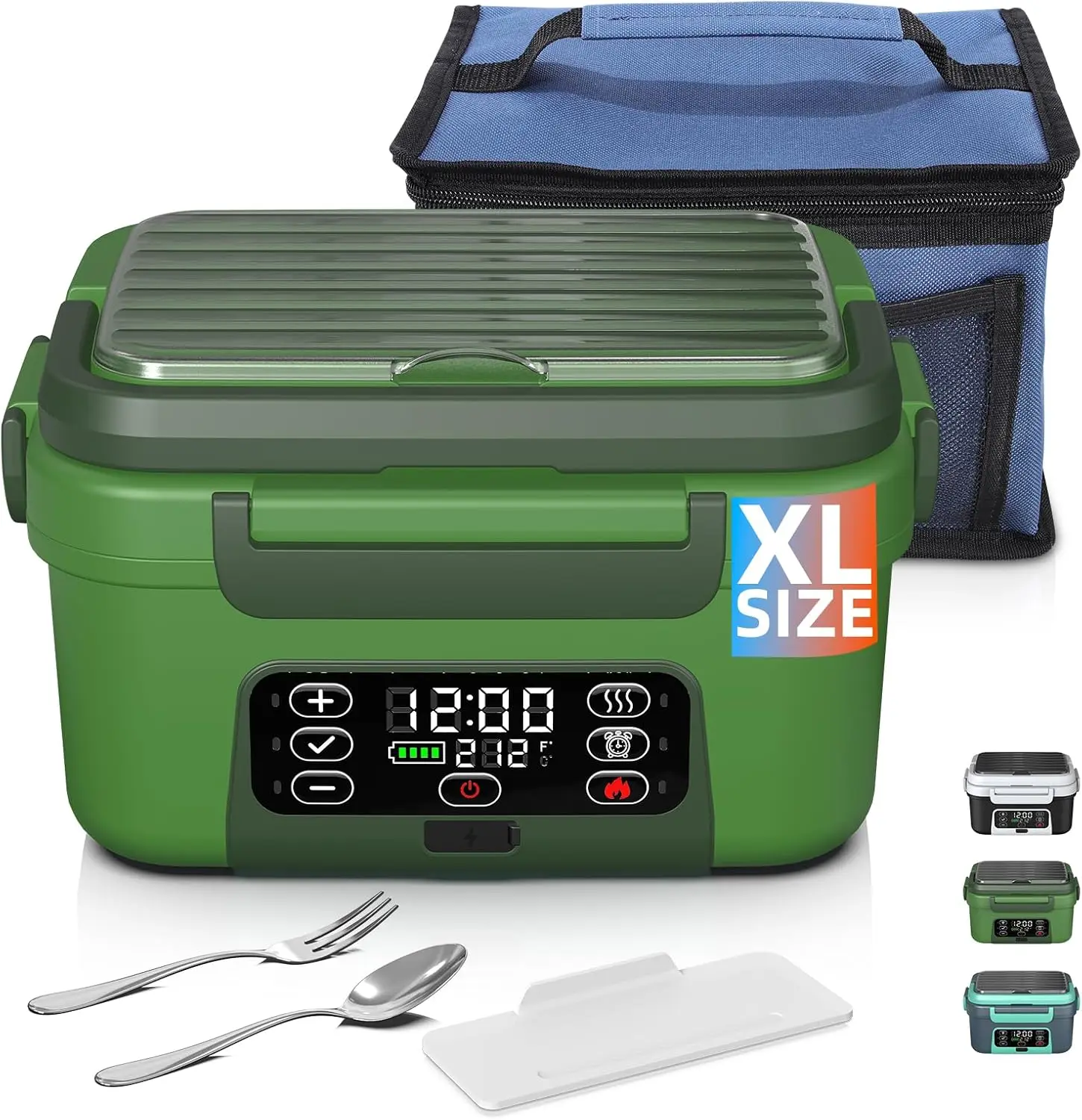 

Cordless Electric Heated Lunch Box, XL 6.3 Cups, Rechargeable Food Warmer with Smart Timer and Adjustable Temperature