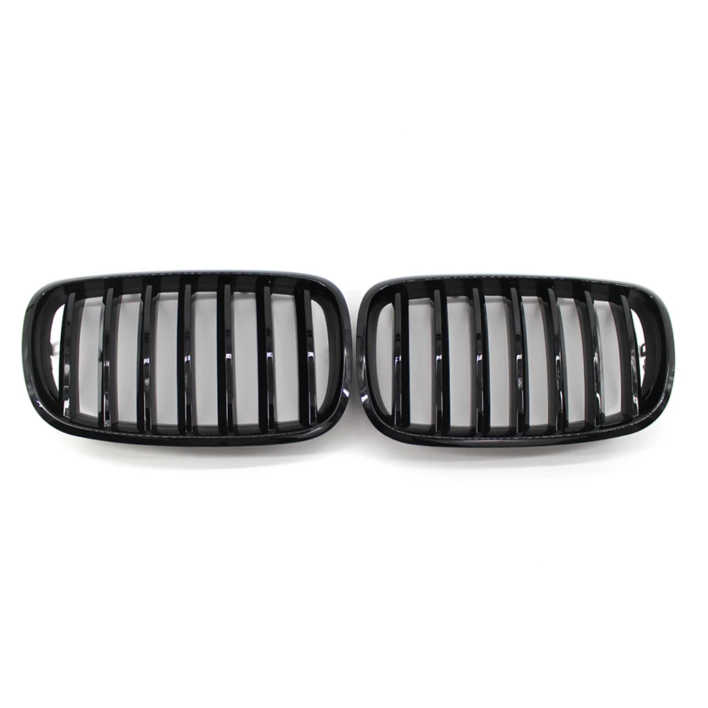 

1 Pair Double Slat Grill Grille Gloss Black Front Bumper Racing Grille for BMW X5 E70 X6 E71 2007-2013 Car Accessories