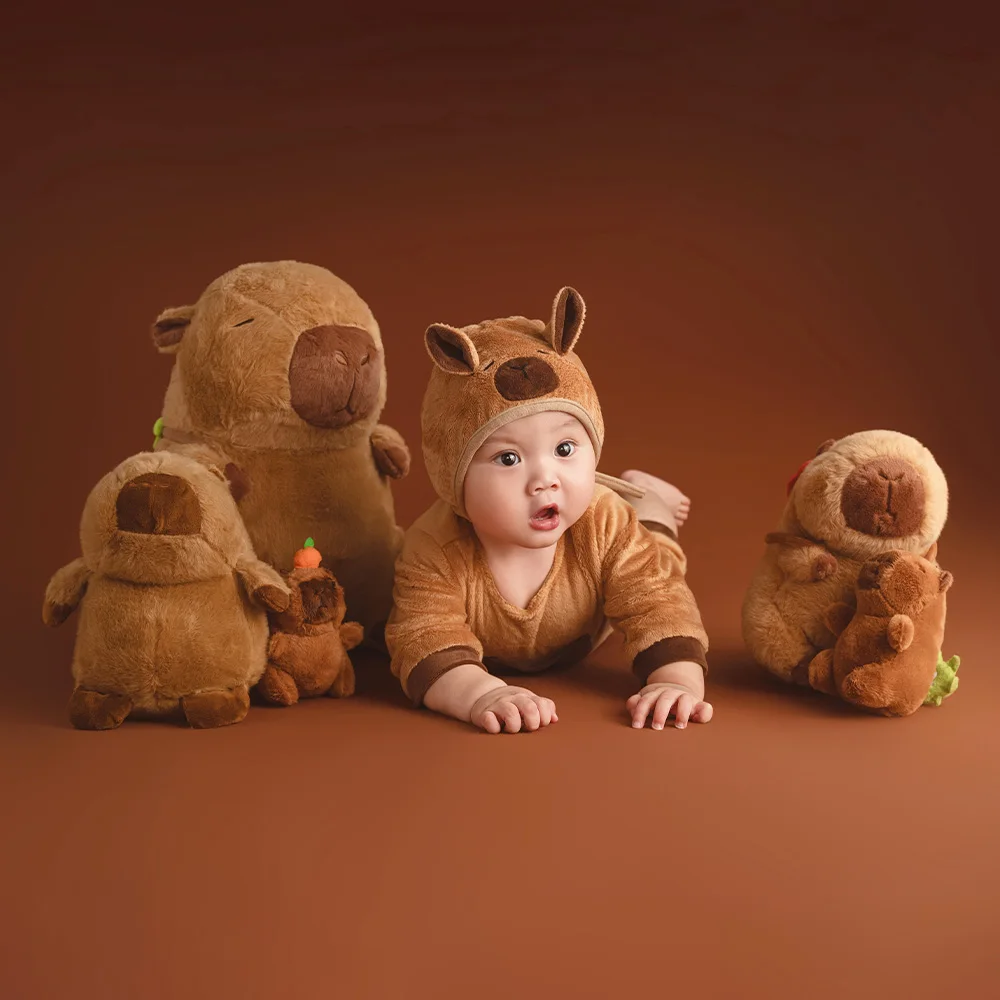 100 Days Baby Celebration Theme Photography Props Toddler Jumpsuit+hat Set Soft Stuffed Animals Dolls Studio Scene Accessories view 3
