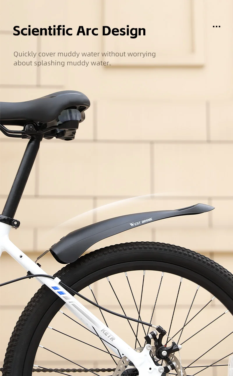 WEST BIKING Breite Fahrrad-Schutzbleche, Hohlschutzblech-Set für 20-24 Zoll Mountainbikes, für Regenfahrten auf dem Trail, aus strapazierfähigem PP-Kunststoff – Detail 6