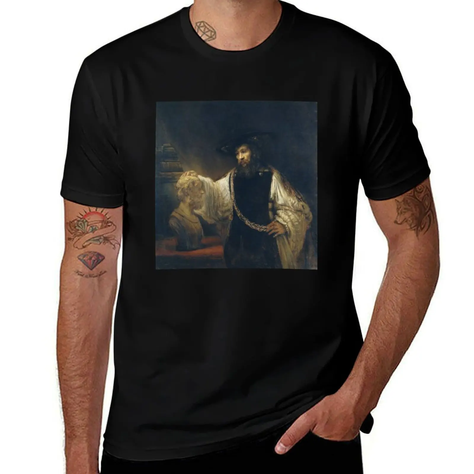Aristotle with a Bust of Homer Rembrandt T-Shirt Sports Basic Short Sleeve T-Shirt