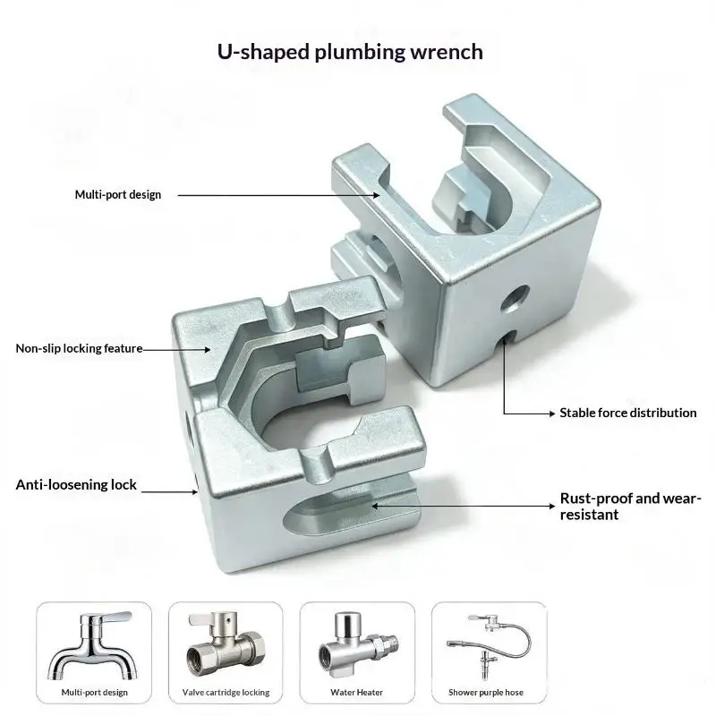 【AB1】Aluminum Alloy U Shaped Water Pipe Wrench Durable Multi Caliber for Inlet Hose Plumbing Installation Repair Tools{H}