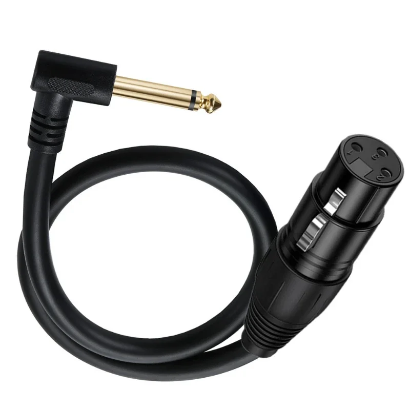Right Angle Mono TS 6.35mm Male to 3P XLR Male Audio Adapter Cable Line 90 Degree TS Mono 6.35 Male XLR CANNON Female Cord Wire