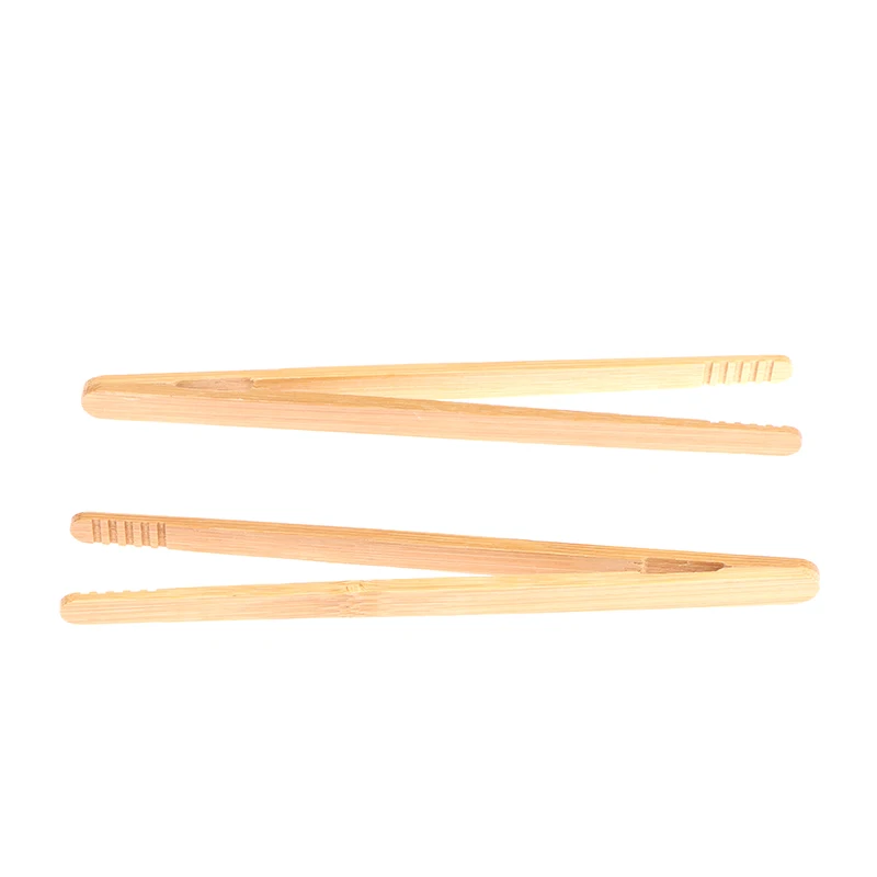 【M】2Pcs Bamboo Tongs Wood Food Toast Salad Tongs Tong Clip for Cooking Baking BBQ
