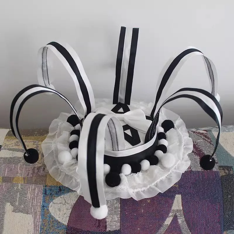 Clown Hat Black White Circus Troupe Bizarre Wind Alice Lolita Hair Accessories Top Hat Soft Sister Lolita Flat Hat