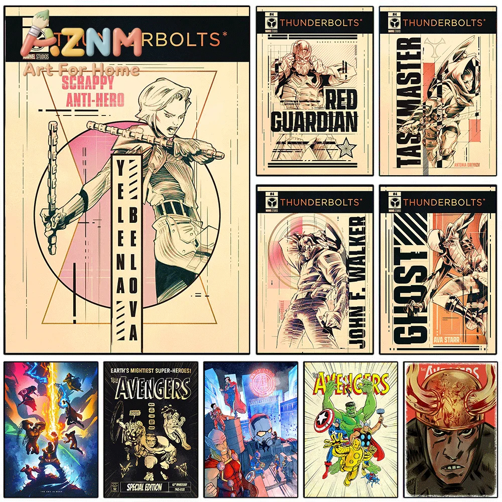 AZNM Thunderbolts Yelena Belova Comic Canvas Wall Art Unframed Print Home Bedroom Decor Poster Marvel Superhero Fans Wall Deco