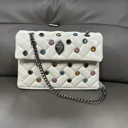 British Kurt Geiger Eagle Head Bag Small Fragrant Wind Rhombus Embroidered Thread Diamond Bag One Shoulder Crossbody Chain Bag Y