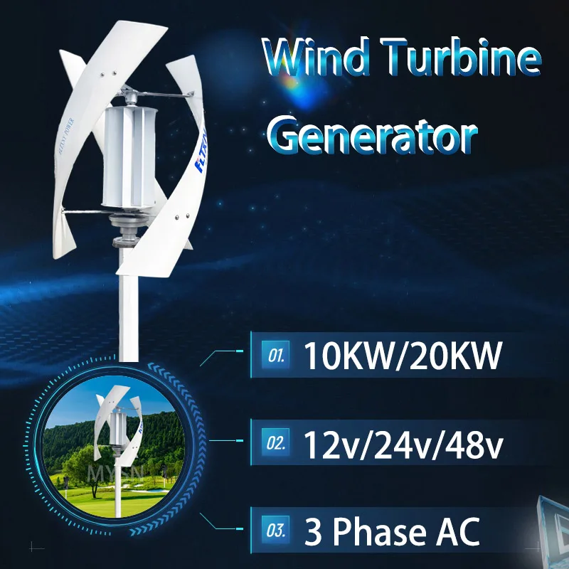 

10000w 10kw Vertical Wind Turbine Generator 12v 48V 24V Free Energy Magnetic Dynamo Strong Power 220v Inverter Output For Home